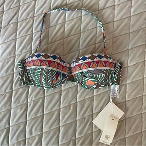 Tory Burch Something Wild Allover Color-Blocked Underwire Bra Swim Top